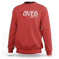 Red Ribbon Christian Sweatshirt Cross Bible Verse Inspirational Religious Faith - Wonder Print Shop