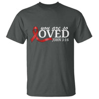 Red Ribbon Christian T Shirt Cross Bible Verse Inspirational Religious Faith - Wonder Print Shop