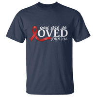 Red Ribbon Christian T Shirt Cross Bible Verse Inspirational Religious Faith - Wonder Print Shop