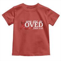 Red Ribbon Christian Toddler T Shirt Cross Bible Verse Inspirational Religious Faith - Wonder Print Shop