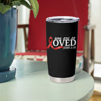 Red Ribbon Christian Tumbler Cup Cross Bible Verse Inspirational Religious Faith - Wonder Print Shop