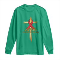 Red Ribbon Christian Long Sleeve Shirt Cross Bible Verse - Wonder Print Shop