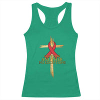 Red Ribbon Christian Racerback Tank Top Cross Bible Verse - Wonder Print Shop