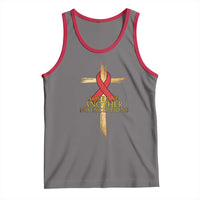 Red Ribbon Christian Tank Top Cross Bible Verse - Wonder Print Shop