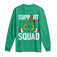 Red Ribbon AIDS Awareness Long Sleeve Shirt Elf Hand Christmas HIV Support - Wonder Print Shop