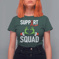 Red Ribbon AIDS Awareness T Shirt For Women Elf Hand Christmas HIV Support - Wonder Print Shop