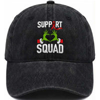Red Ribbon AIDS Awareness Washed Cotton Baseball Cap Elf Hand Christmas HIV Support