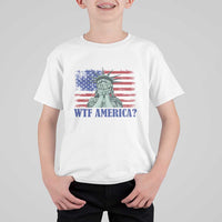 Funny American T Shirt For Kid Statue of Liberty WTF USA Freedom Satire - Wonder Print Shop