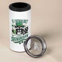 Funny St Patricks Day Raccoon Drinking Beer 4 in 1 Can Cooler Tumbler If I Shenan Once I'll Shenanigan