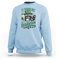 Funny St Patricks Day Raccoon Drinking Beer Sweatshirt If I Shenan Once I'll Shenanigan