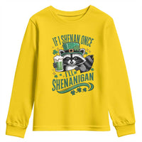 Funny St Patricks Day Raccoon Drinking Beer Youth Sweatshirt If I Shenan Once I'll Shenanigan