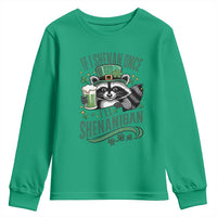 Funny St Patricks Day Raccoon Drinking Beer Youth Sweatshirt If I Shenan Once I'll Shenanigan