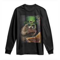 Funny Raccoon St Patrick's Day Long Sleeve Shirt Raccoon Eating Corned Beef Meme
