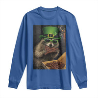 Funny Raccoon St Patrick's Day Long Sleeve Shirt Raccoon Eating Corned Beef Meme