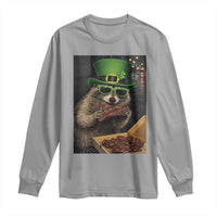Funny Raccoon St Patrick's Day Long Sleeve Shirt Raccoon Eating Corned Beef Meme