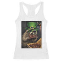 Funny Raccoon St Patrick's Day Racerback Tank Top Raccoon Eating Corned Beef Meme