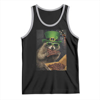 Funny Raccoon St Patrick's Day Tank Top Raccoon Eating Corned Beef Meme