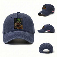 Funny Raccoon St Patrick's Day Washed Cotton Baseball Cap Raccoon Eating Corned Beef Meme