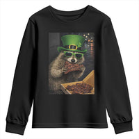 Funny Raccoon St Patrick's Day Youth Sweatshirt Raccoon Eating Corned Beef Meme