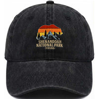 Shenandoah National Park Washed Cotton Baseball Cap Vintage Virginia Mountains Bear