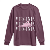 Virginia State Map Long Sleeve Shirt East Coast State Pride Travel Gift