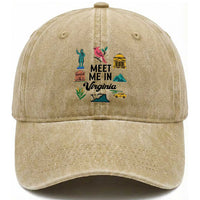 Meet Me in Virginia Washed Cotton Baseball Cap Travel Souvenir East Coast State Pride