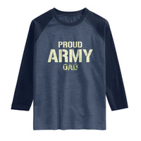 Proud Army Dad Raglan Shirt Military Camo American Flag Father's Day