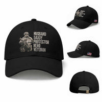 Husband Daddy Protector Hero Veteran Baseball Cap Patriotic American Flag Camo Father's Day