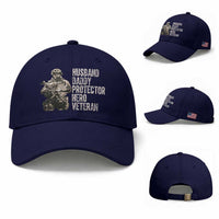 Husband Daddy Protector Hero Veteran Baseball Cap Patriotic American Flag Camo Father's Day