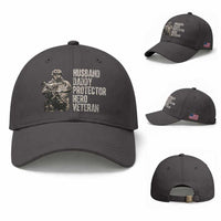 Husband Daddy Protector Hero Veteran Baseball Cap Patriotic American Flag Camo Father's Day