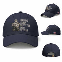 Husband Daddy Protector Hero Veteran Baseball Cap Patriotic American Flag Camo Father's Day