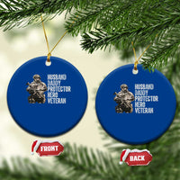 Husband Daddy Protector Hero Veteran Ceramic Ornament Patriotic American Flag Camo Father's Day