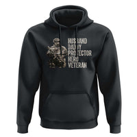 Husband Daddy Protector Hero Veteran Hoodie Patriotic American Flag Camo Father's Day
