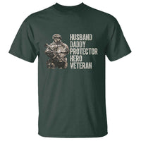 Husband Daddy Protector Hero Veteran T Shirt Patriotic American Flag Camo Father's Day