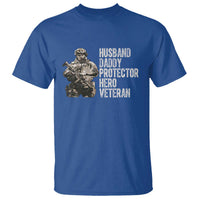 Husband Daddy Protector Hero Veteran T Shirt Patriotic American Flag Camo Father's Day
