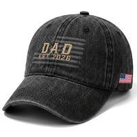 Dad Est 2026 Washed Cotton Baseball Cap Promoted to Daddy New Dad