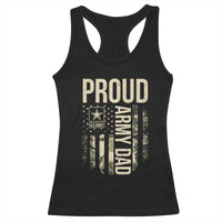 Proud Army Dad Camo American Flag Veteran Gift Racerback Tank Top