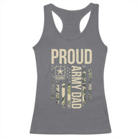 Proud Army Dad Camo American Flag Veteran Gift Racerback Tank Top