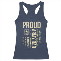 Proud Army Dad Camo American Flag Veteran Gift Racerback Tank Top