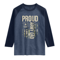 Proud Army Dad Camo American Flag Veteran Gift Raglan Shirt