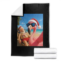 Funny Flamingo Beach Selfie Throw Blanket Christmas in July
