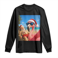 Funny Flamingo Beach Selfie Long Sleeve Shirt Christmas in July