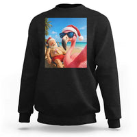 Funny Flamingo Beach Selfie Sweatshirt Christmas in July