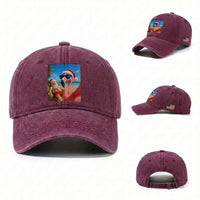Funny Flamingo Beach Selfie Washed Cotton Baseball Cap Christmas in July