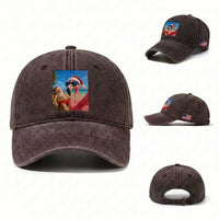 Funny Flamingo Beach Selfie Washed Cotton Baseball Cap Christmas in July