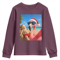 Funny Flamingo Beach Selfie Youth Sweatshirt Christmas in July