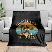 Funny Bigfoot Christmas In July Beach Vacation Throw Blanket