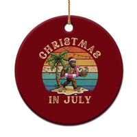 Funny Bigfoot Christmas In July Beach Vacation Ceramic Ornament