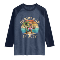 Funny Bigfoot Christmas In July Beach Vacation Raglan Shirt