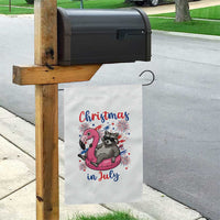 Funny Raccoon Christmas In July 4th of July Garden Flag